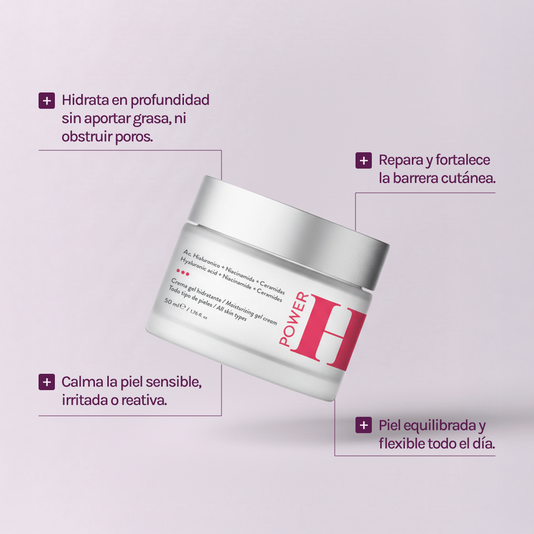 POWER H Hidratante c/ Hialurónico, Ceramidas & Niacinamida