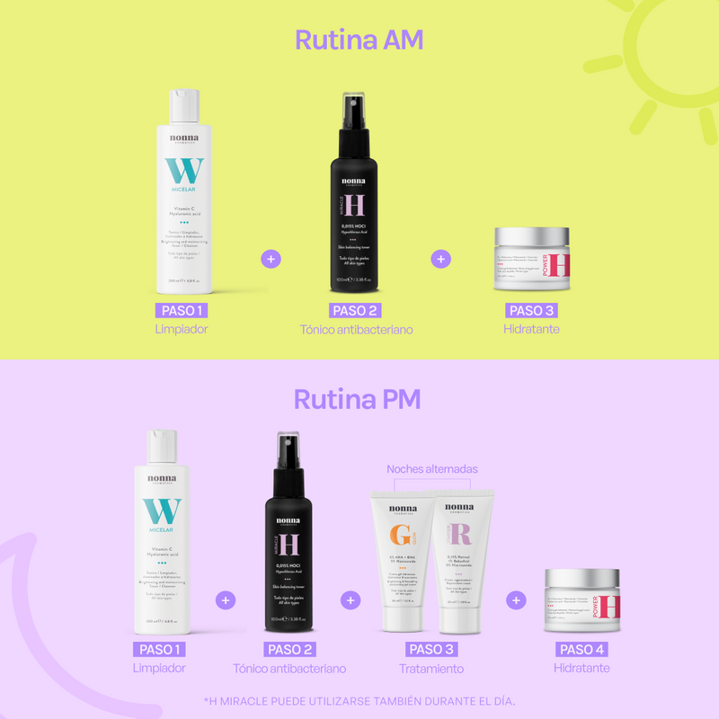 RUTINA FULL ACNÉ - ANTIBACTERIANA + GRANITOS + MARCAS + POROS
