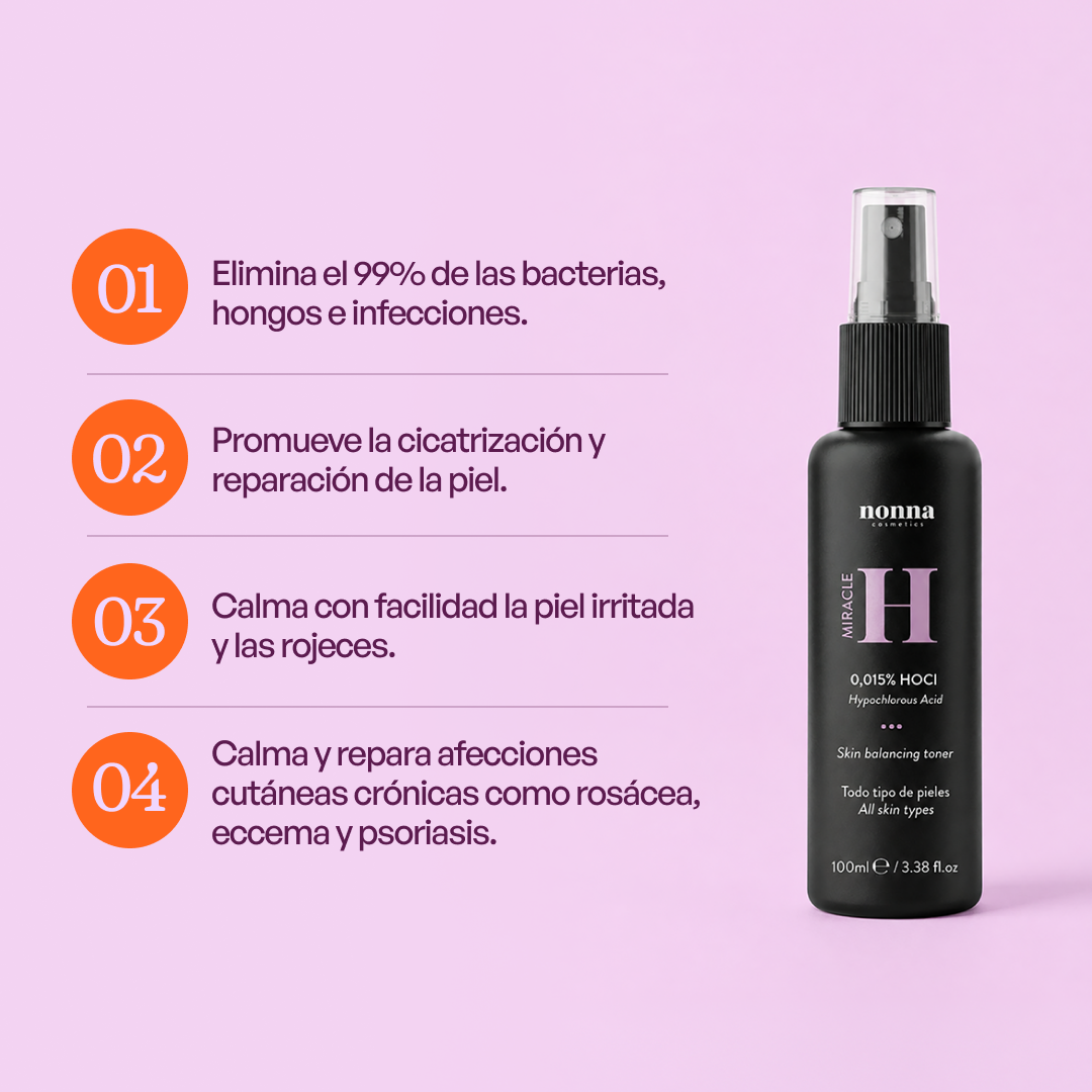 MIRACLE H -  ÁCIDO HIPOCLOROSO - TÓNICO ANTIBACTERIANO Y ANTIINFLAMATORIO