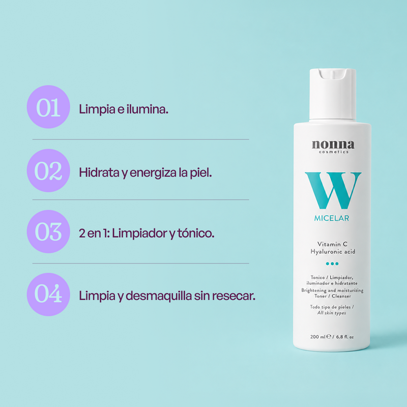 MICELAR W Tónico Limpiador con Vitamina C &amp; Ác Hialurónico