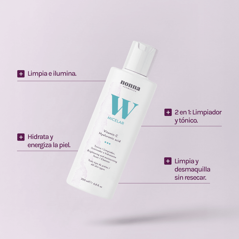 MICELAR W Tónico Limpiador con Vitamina C &amp; Ác Hialurónico